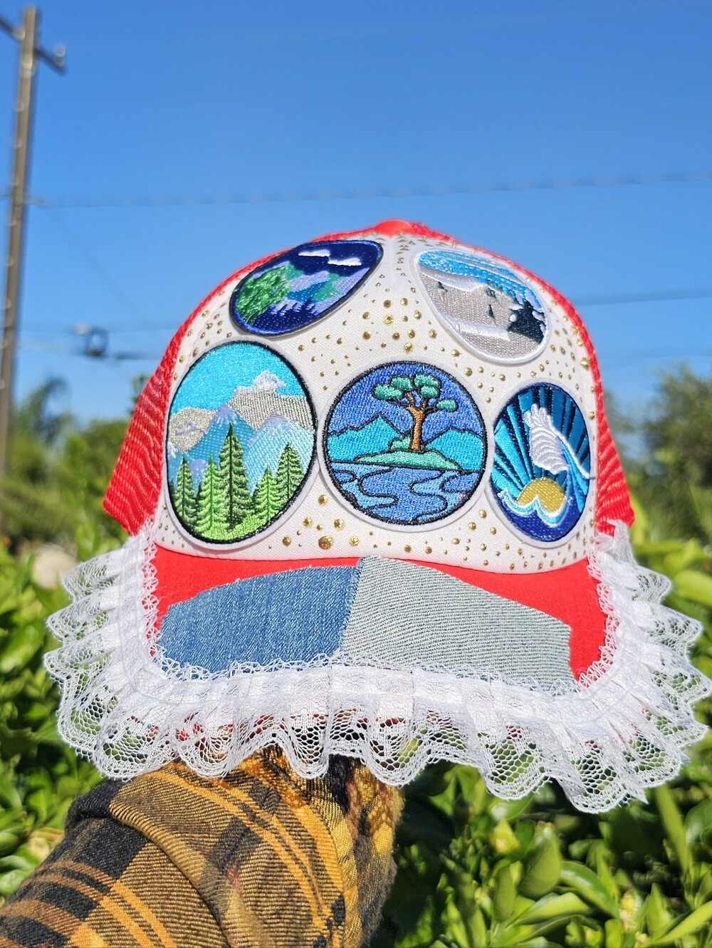 Upcycled Travel Destinations Trucker Hat By Michikokoko